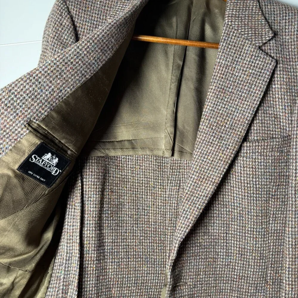 Harris Tweed Blazer Mens Brown Beige Pure Scottish Wool Herringbone Tweed